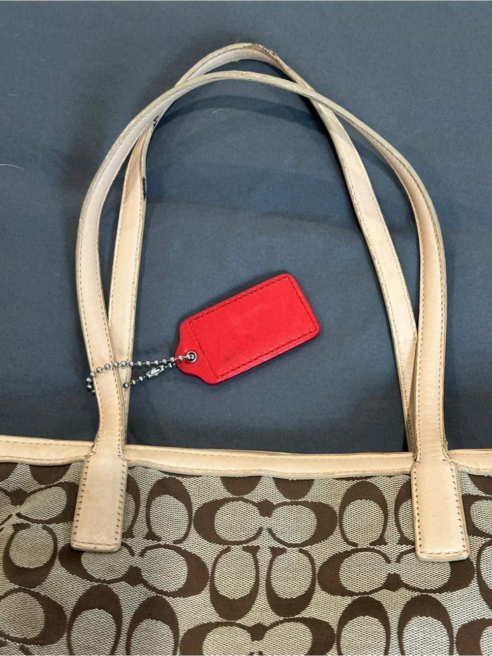 Coach Legacy Weekend Signature Medium Zip Top Tote Khaki Canvas - Picture 11 of 12